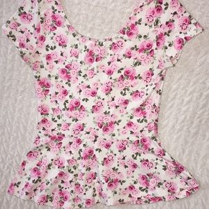 Pink Floral ruffled shirt